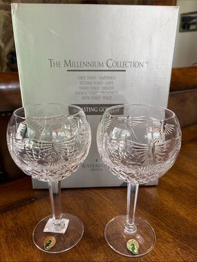 Waterford Clear Cut Crystal Toasting Goblets, Pair